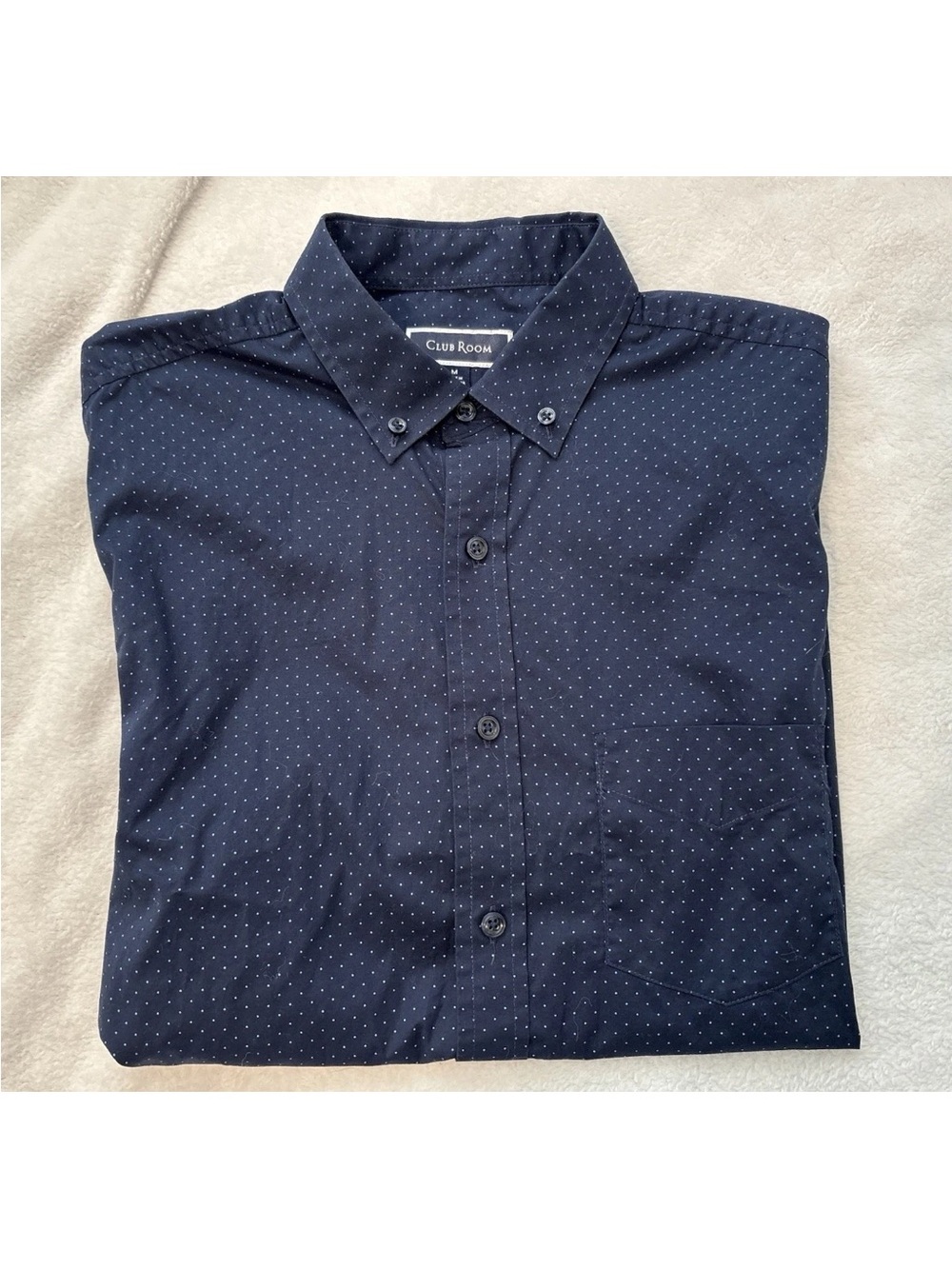Flawless Blue Polka Dot Men’s Medium Short Sleeve Button Up Shirt By Club Room - Picture 2 of 9